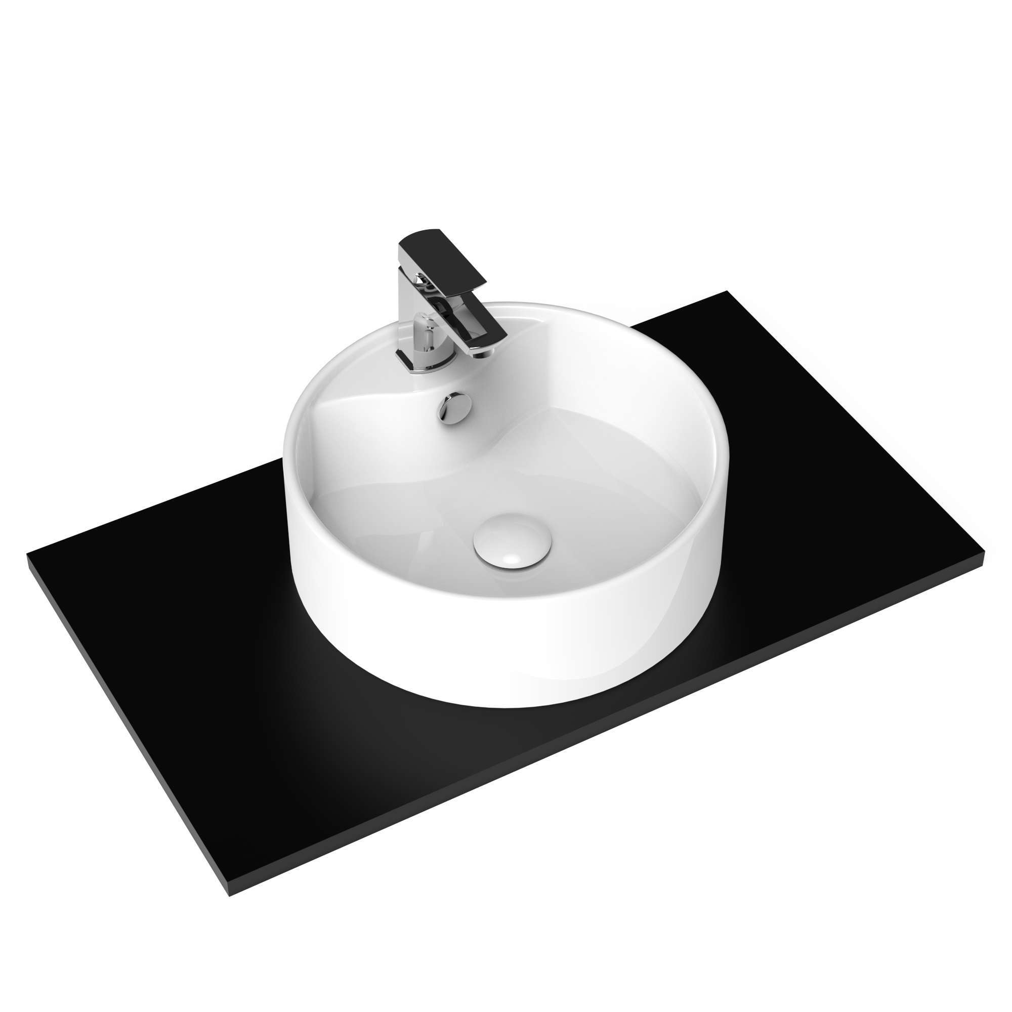 Lavoar rotund pe blat - alb portelan - 40x14x40 - Capri