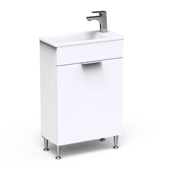 Mobilier baie - Masca lavoar cu picioare si 1 usa - alb - Atria 50