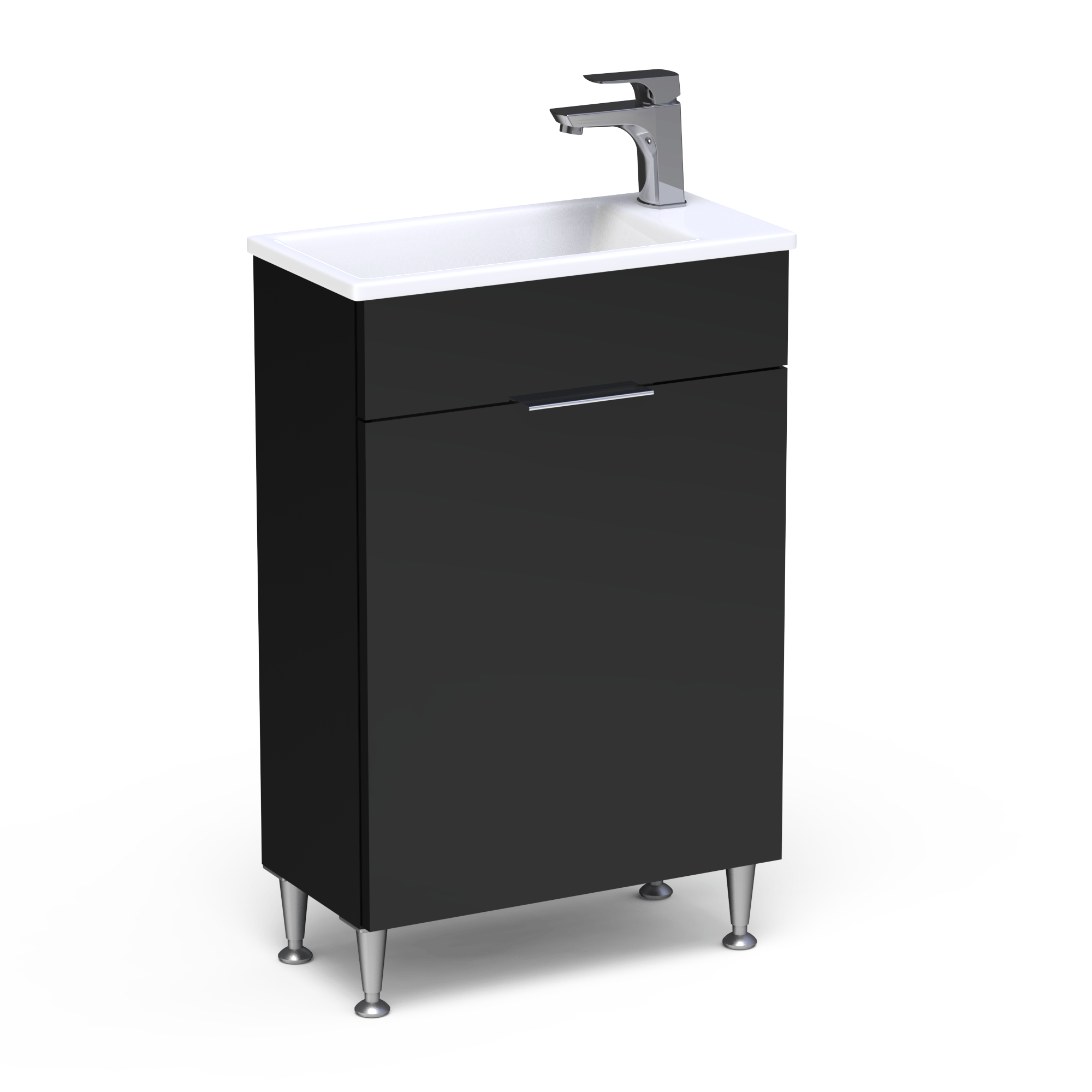 Mobilier baie - Masca lavoar cu picioare si 1 usa - negru - Atria 50