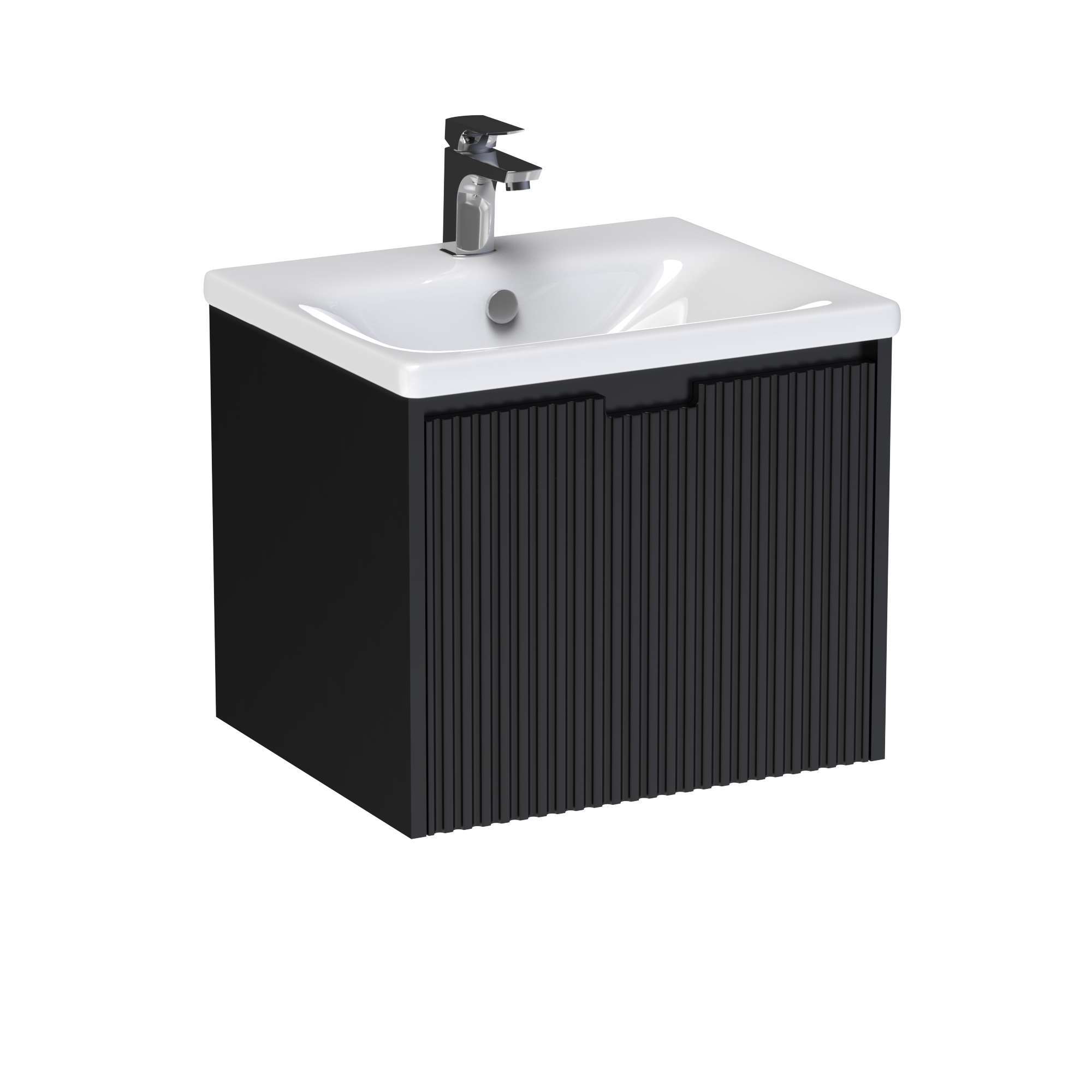 Mobilier baie - Masca lavoar cu 1 sertar - negru riflat 52x43x44 - Soft 55