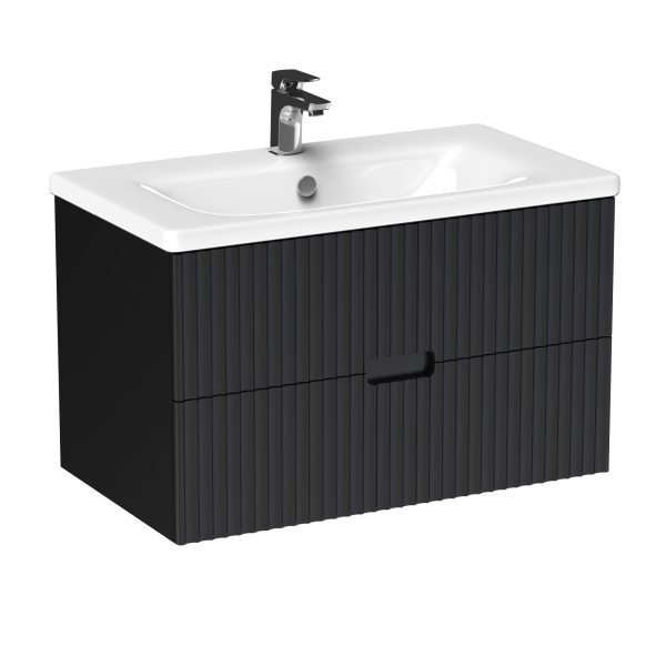 Mobilier baie - Masca lavoar cu 2 sertare - negru sharp 77x54x44 - Soft 80