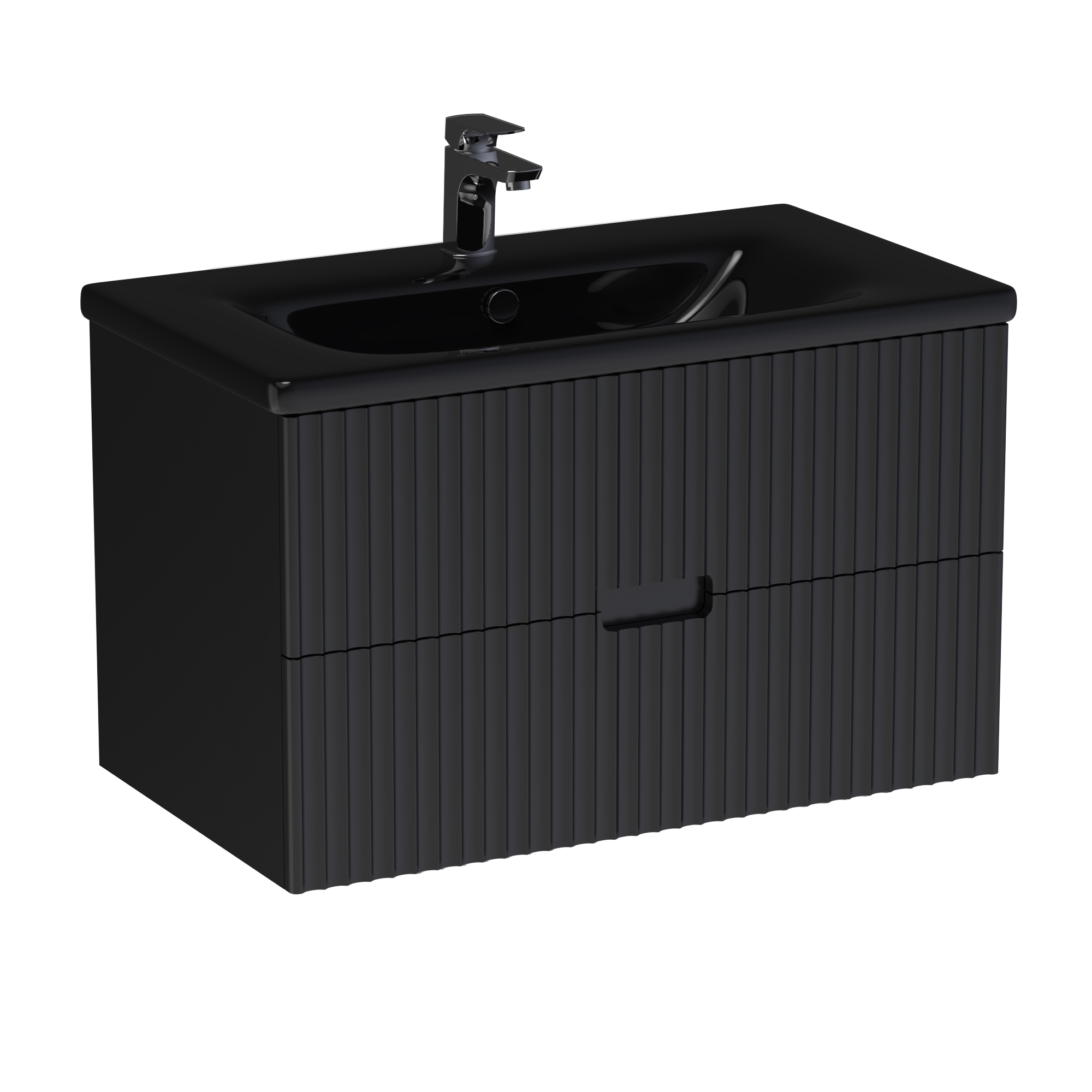 Masca lavoar baie Soft 80 cu 1 sertar negru sharp