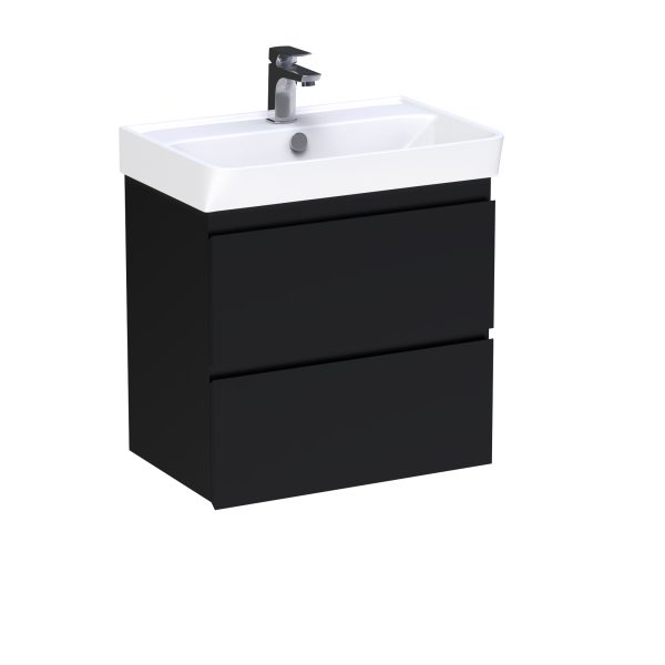 Mobilier baie - Masca lavoar cu 2 sertare negru 58x54x36 - Crea 60
