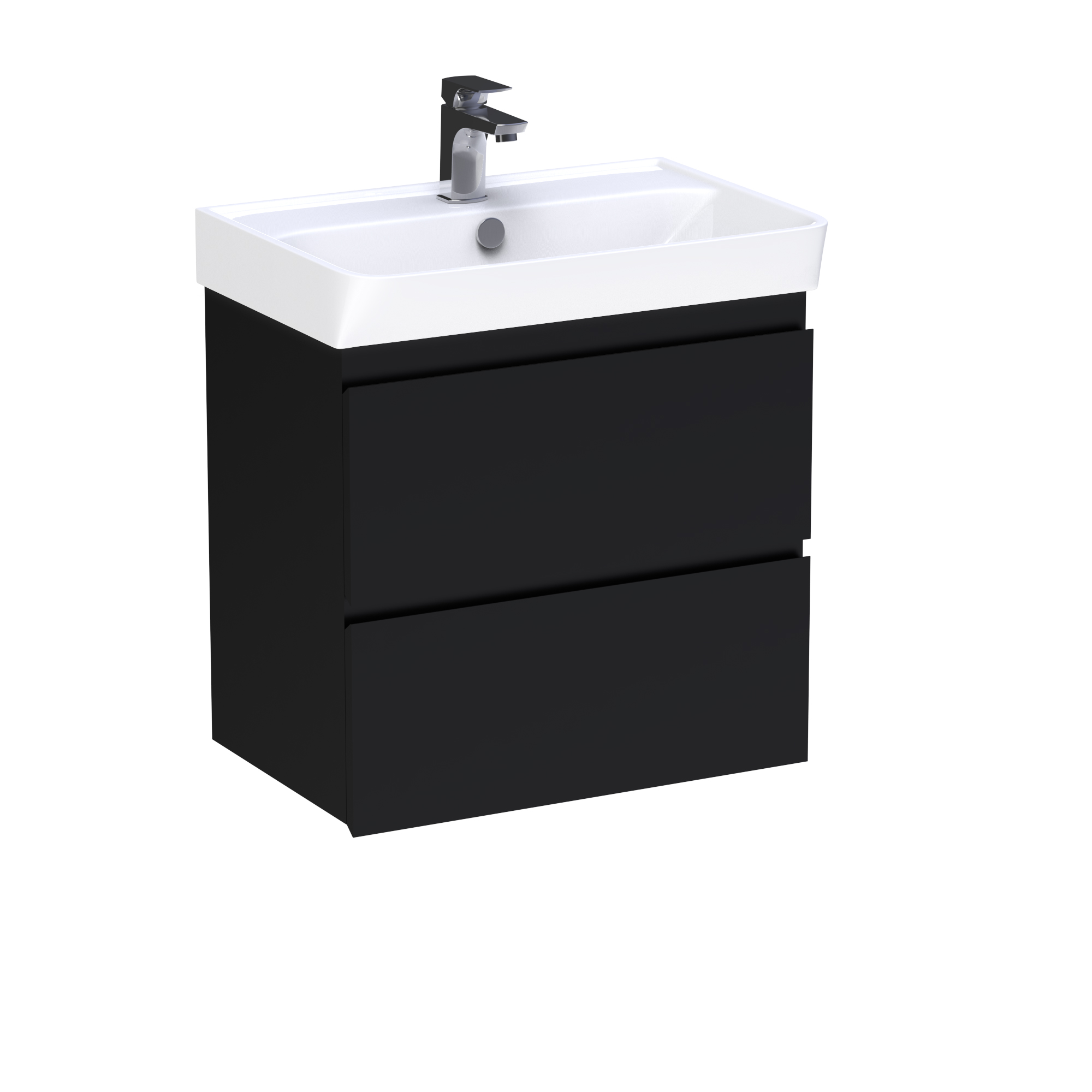 Mobilier baie - Masca lavoar cu 2 sertare negru 58x54x36 - Crea 60