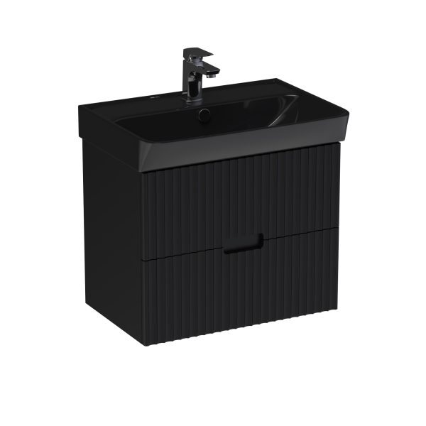 Mobilier baie, Masca lavoar cu 2 sertare, negru 58x54x36, Neon 60 Sharp